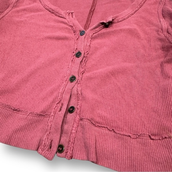 Free People We The Free Molly Crop Button Front Puff Short Sleeve Scoop Neck XS - Picture 6 of 9